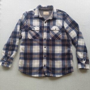 Boston Traders Shirt Jacket Mens L Blue Plaid Night Sky Sherpa Lined Fleece